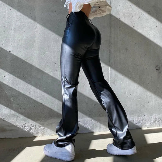 Butt lifting Leather Flare Pants
